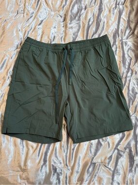 Men's Cuts Clothings Olive Green Athletic Drawstring Shorts